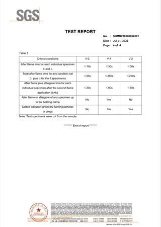 Flame retardant test report about Plastic (PE, ABS, PP,HIPS, HDPE) Sheet / Board / Panel (3)