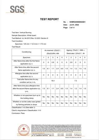 Flame retardant test report about Casting Transparant Acrylic Sheet (2)